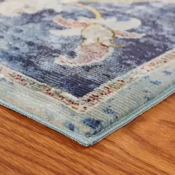 Kirklands Home Navy Faded Floral Area Rug, 8x10
