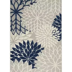 New Kirklands Home Navy Floral Burst Outdoor Area Rug, 5x7