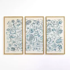 Outlet Kirklands Home Navy Floral Framed Canvas Art Prints, Set of 3
