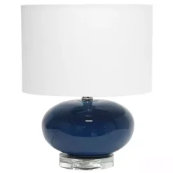 Hot Kirklands Home Navy Glass Short Oval Table Lamp Blue