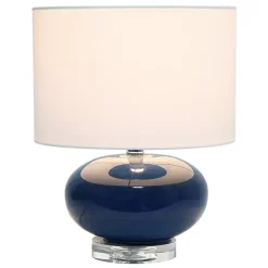 Hot Kirklands Home Navy Glass Short Oval Table Lamp Blue
