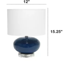Hot Kirklands Home Navy Glass Short Oval Table Lamp Blue