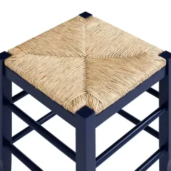 Outlet Kirklands Home Navy Handwoven Square Wooden Counter Stool Blue