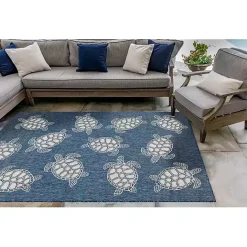 New Kirklands Home Navy Harrison Turtle Indoor/Outdoor Area Rug, 4x7 Blue