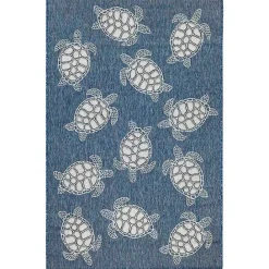 New Kirklands Home Navy Harrison Turtle Indoor/Outdoor Area Rug, 4x7 Blue