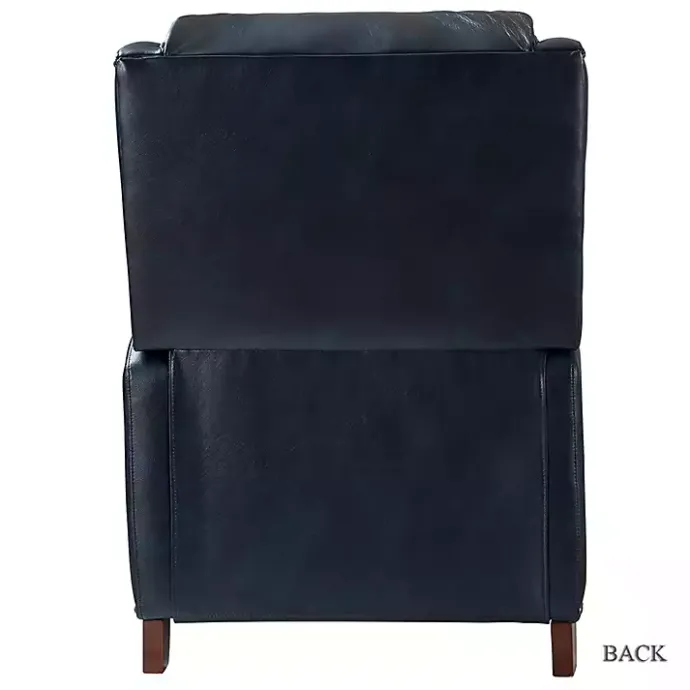 Clearance Kirklands Home Navy Leather Nailhead Traditional Recliner Blue