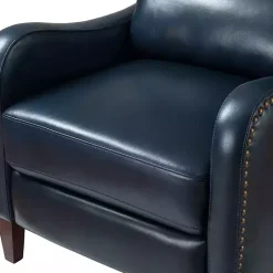Clearance Kirklands Home Navy Leather Nailhead Traditional Recliner Blue