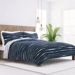 Clearance Kirklands Home Navy Linear Reversible 2-pc. Twin Quilt Set