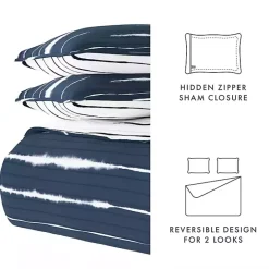 Clearance Kirklands Home Navy Linear Reversible 2-pc. Twin Quilt Set