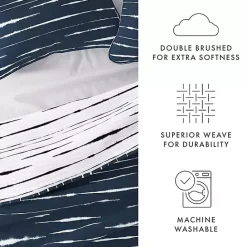 Outlet Kirklands Home Navy Linear Reversible 3-pc. Queen Quilt Set