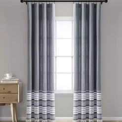 New Kirklands Home Navy Nantucket Fringe Curtain Panel Set, 84 in.