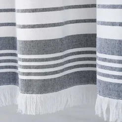 New Kirklands Home Navy Nantucket Fringe Curtain Panel Set, 84 in.