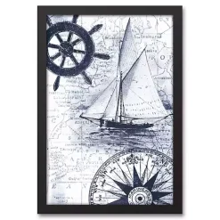Best Kirklands Home Navy Nautical Framed Canvas Art Print
