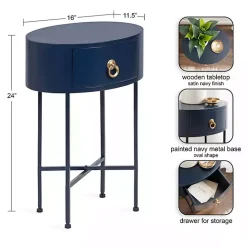 New Kirklands Home Navy Oval Decklyn Accent Table Blue