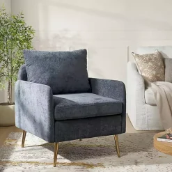 Outlet Kirklands Home Navy Penny Upholstered Accent Chair Blue