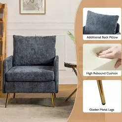 Outlet Kirklands Home Navy Penny Upholstered Accent Chair Blue