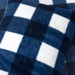 Kirklands Home Navy Plaid Faux Fur 3-pc. King Comforter Set