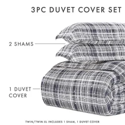 Discount Kirklands Home Navy Plaid Polka Dot 2-pc. Twin Duvet Cover Set