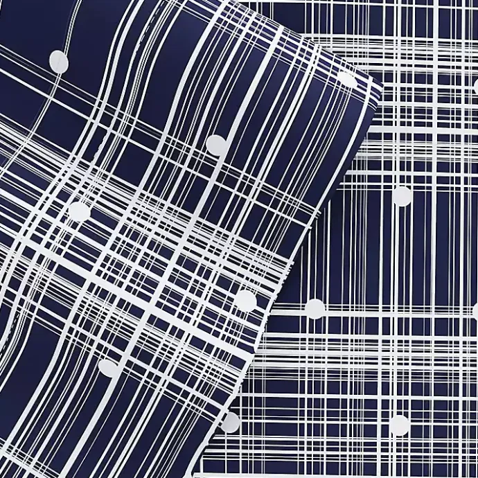 Hot Kirklands Home Navy Plaid Polka Dot 3-pc. Twin Sheet Set Blue