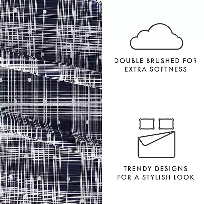 Hot Kirklands Home Navy Plaid Polka Dot 3-pc. Twin Sheet Set Blue