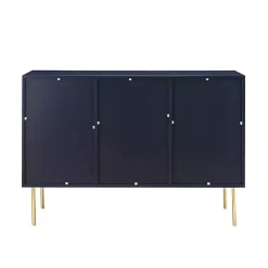 Discount Kirklands Home Navy Ribbed Wood Sideboard Cabinet Blue