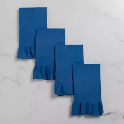 Discount Kirklands Home Navy Ruffle Napkins, Set of 4 Blue