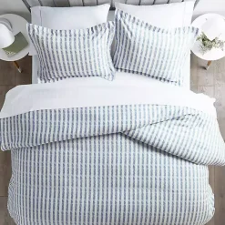 Online Kirklands Home Navy Rugged Stripes Puffed 3-pc. Queen Duvet Set