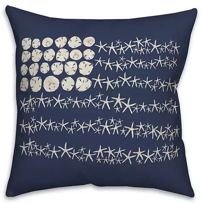 Discount Kirklands Home Navy Sand Dollar and Starfish Outdoor Throw Pillow