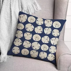 Hot Kirklands Home Navy Sand Dollar Outdoor Throw Pillow