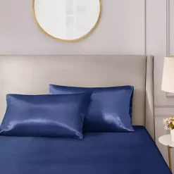 Kirklands Home Navy Satin King 2-pc. Pillow Case Set Blue