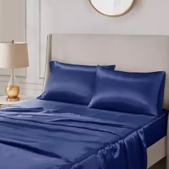 Kirklands Home Navy Satin King 2-pc. Pillow Case Set Blue