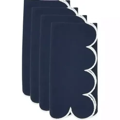 Hot Kirklands Home Navy Scalloped Edge Napkins, Set of 4 Blue