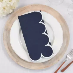 Hot Kirklands Home Navy Scalloped Edge Napkins, Set of 4 Blue