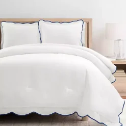 Sale Kirklands Home Navy Scalloped Edge 3-pc. Full/Queen Comforter Set