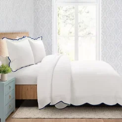 Sale Kirklands Home Navy Scalloped Edge 3-pc. Full/Queen Comforter Set