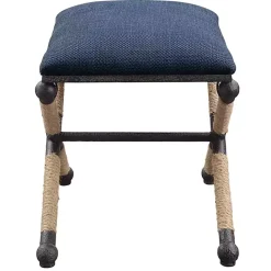 Discount Kirklands Home Navy Seat and Black Metal Ottoman Blue