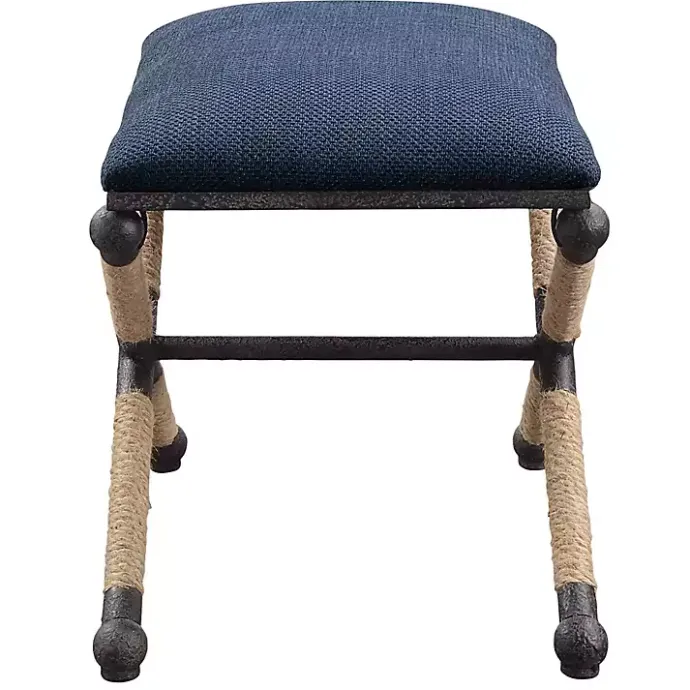 Discount Kirklands Home Navy Seat and Black Metal Ottoman Blue