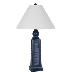 Sale Kirklands Home Navy Shutter Charging Table Lamps, Set of 2 White