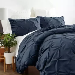 Hot Kirklands Home Navy Soft Pinched 3-Pc. Queen Duvet Cover Set Blue