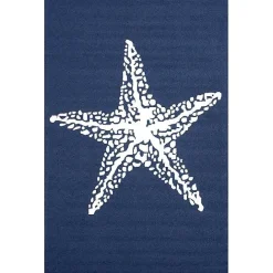 New Kirklands Home Navy Starfish Hooked Indoor/Outdoor Area Rug, 7x9