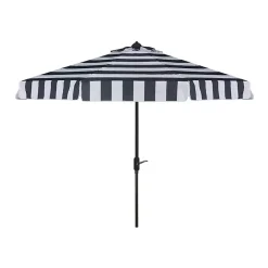 New Kirklands Home Navy Stripe Auto Tilt 9 ft. Outdoor Umbrella Blue