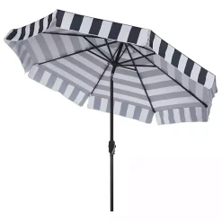 New Kirklands Home Navy Stripe Auto Tilt 9 ft. Outdoor Umbrella Blue