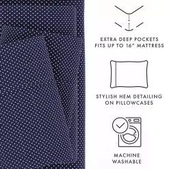 Online Kirklands Home Navy Tiny Hearts 3-pc. Twin Sheet Set Blue
