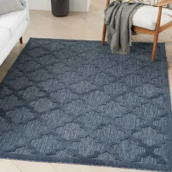 Online Kirklands Home Navy Trellis Indoor/Outdoor Area Rug, 5x7 Blue