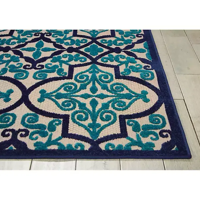 Discount Kirklands Home Navy Trellis Outdoor Area Rug, 7x10