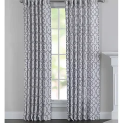 Discount Kirklands Home Navy Trellis Woven Single Curtain Panel, 84 in.