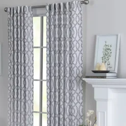 Discount Kirklands Home Navy Trellis Woven Single Curtain Panel, 84 in.