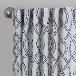 Discount Kirklands Home Navy Trellis Woven Single Curtain Panel, 84 in.