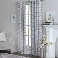 Discount Kirklands Home Navy Trellis Woven Single Curtain Panel, 84 in.