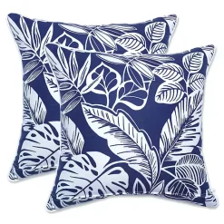 Online Kirklands Home Navy Tropical Foliage 2-pc. Outdoor Pillows Blue